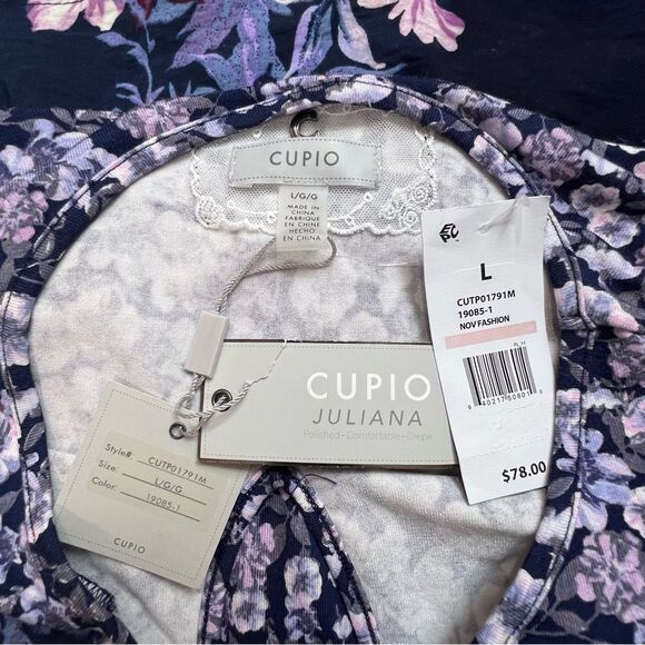 NWT Cupio Tiered Floral Mix Print Top 3/4 Sleeve Large - Picture 9 of 11